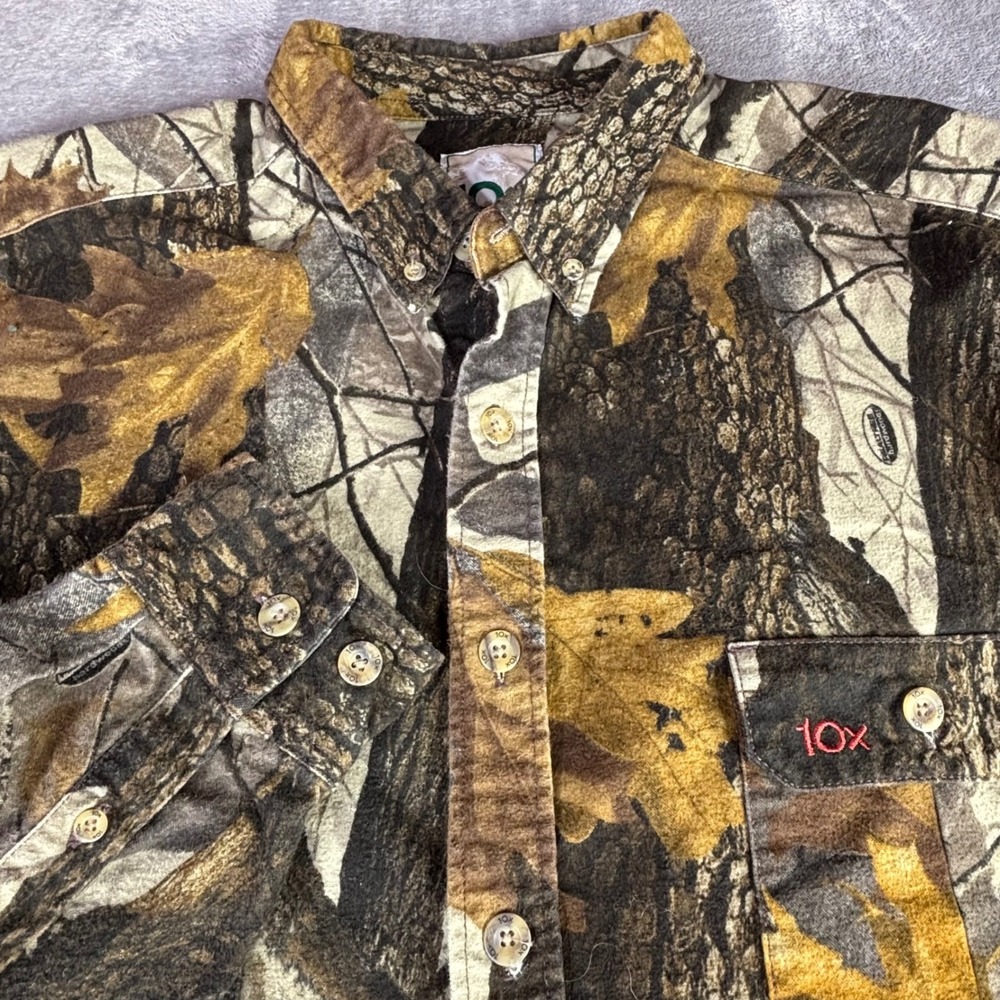 10x Button Down Shirt Mens 2XL Camo Realtree Hardwoods Cotton Hunting flannel